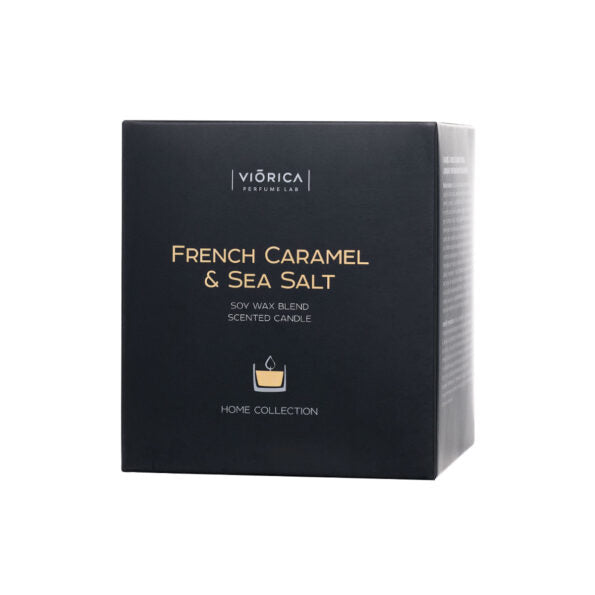 Lumânare parfumată din ceară de soia “Caramelă Franceză & Sare de Mare”