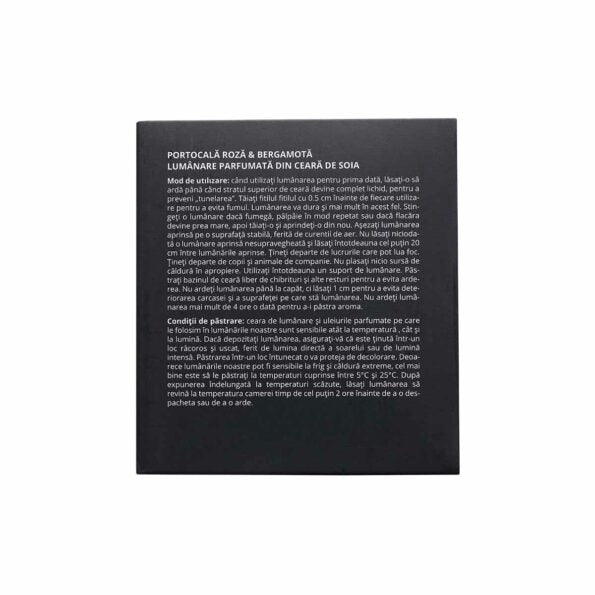 Lumânare parfumată din ceară de soia “Portocală Roză & Bergamot”