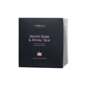Lumânare parfumată din ceară de soia “Trandafir Alb & Mătase Regală”