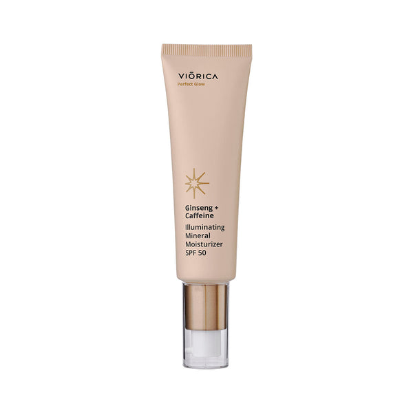 Cremă hidratantă și iluminantă cu protecție minerală SPF 50 Ginseng + Cafeină, Perfect Glow