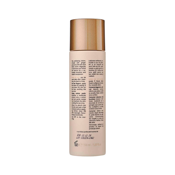 Loţiune exfoliantă iluminantă Ghimbir + 5% AHA, Perfect Glow