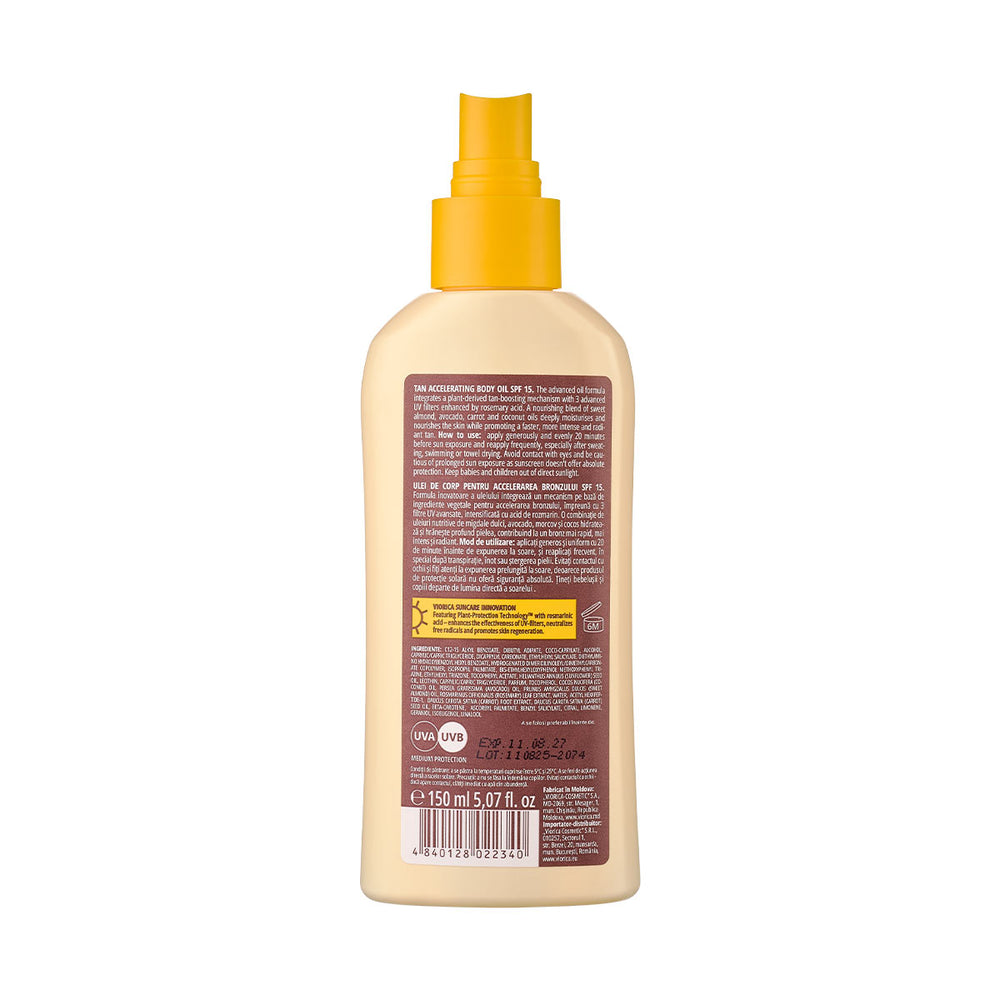 Ulei de corp pentru accelerarea bronzului SPF 15, Viorica Solar