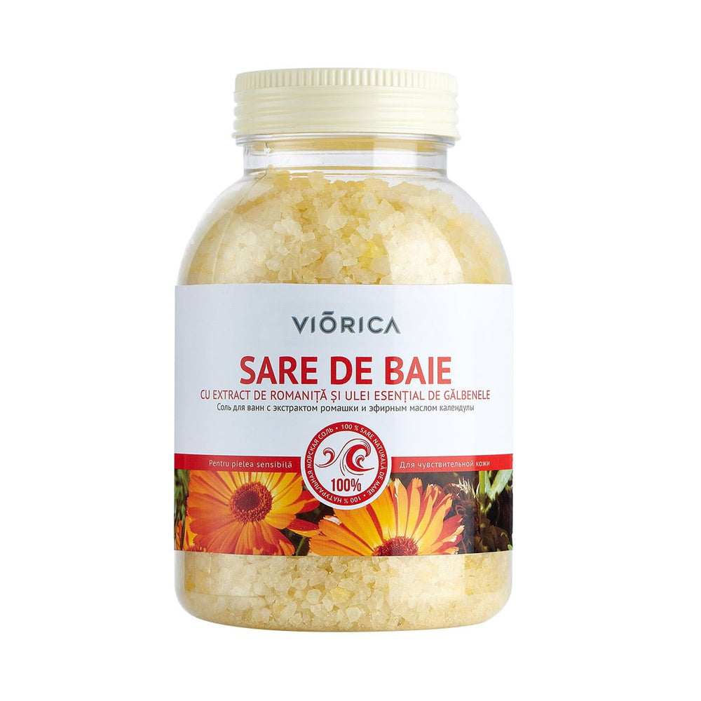 Sare de Baie cu Extract de Mușețel și Ulei Esențial de Gălbenele